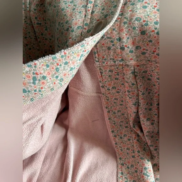 IVY JANE boho style pink long jacket floral chunky buttons pleated waist NWT - Picture 13 of 15